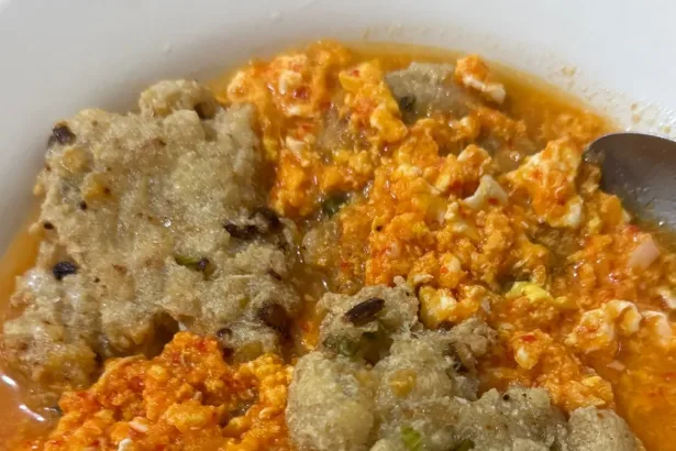 Tahu Aci Kuah Telur Pedas