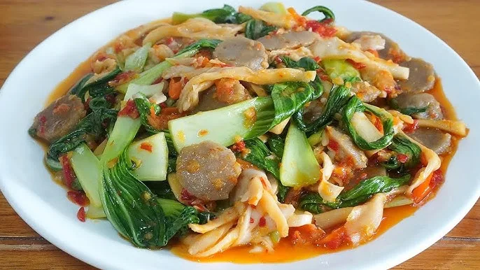 tumis pakcoy jamur