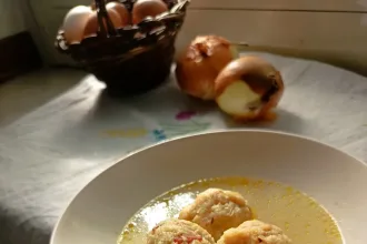 Canederli Knödel (Sup Kaldu Bakso ala Swiss, Jerman,Austria atau Italia Utara)versi halal